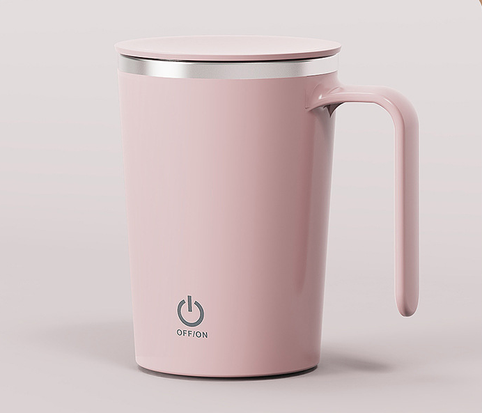 Kitchen Electric Mixing Cup Stirring Coffee Cup Automatic Mixing Mugs Cup Lazy Rotating Magnetic Water Cup - Color: Pink, Electrical outlet: USB