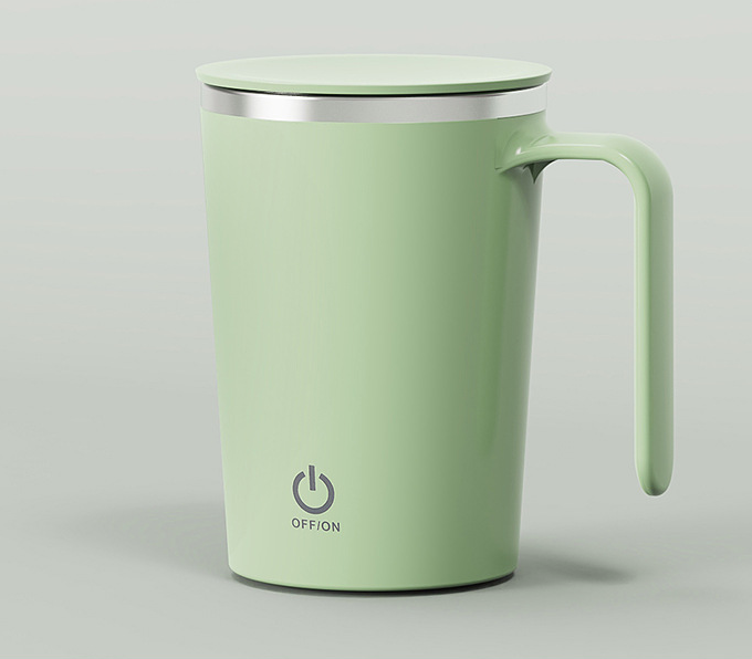 Kitchen Electric Mixing Cup Stirring Coffee Cup Automatic Mixing Mugs Cup Lazy Rotating Magnetic Water Cup - Color: Green, Electrical outlet: USB